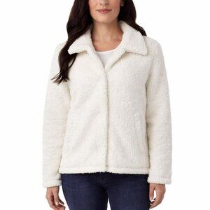 32 Degrees Women's M Faux Fur Teddy Plush Jacket Cream n1228